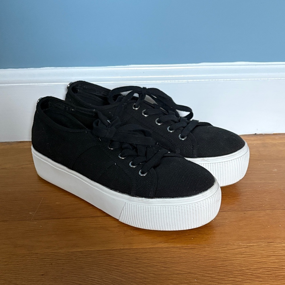 Steve Madden Black and White Platform Sneakers